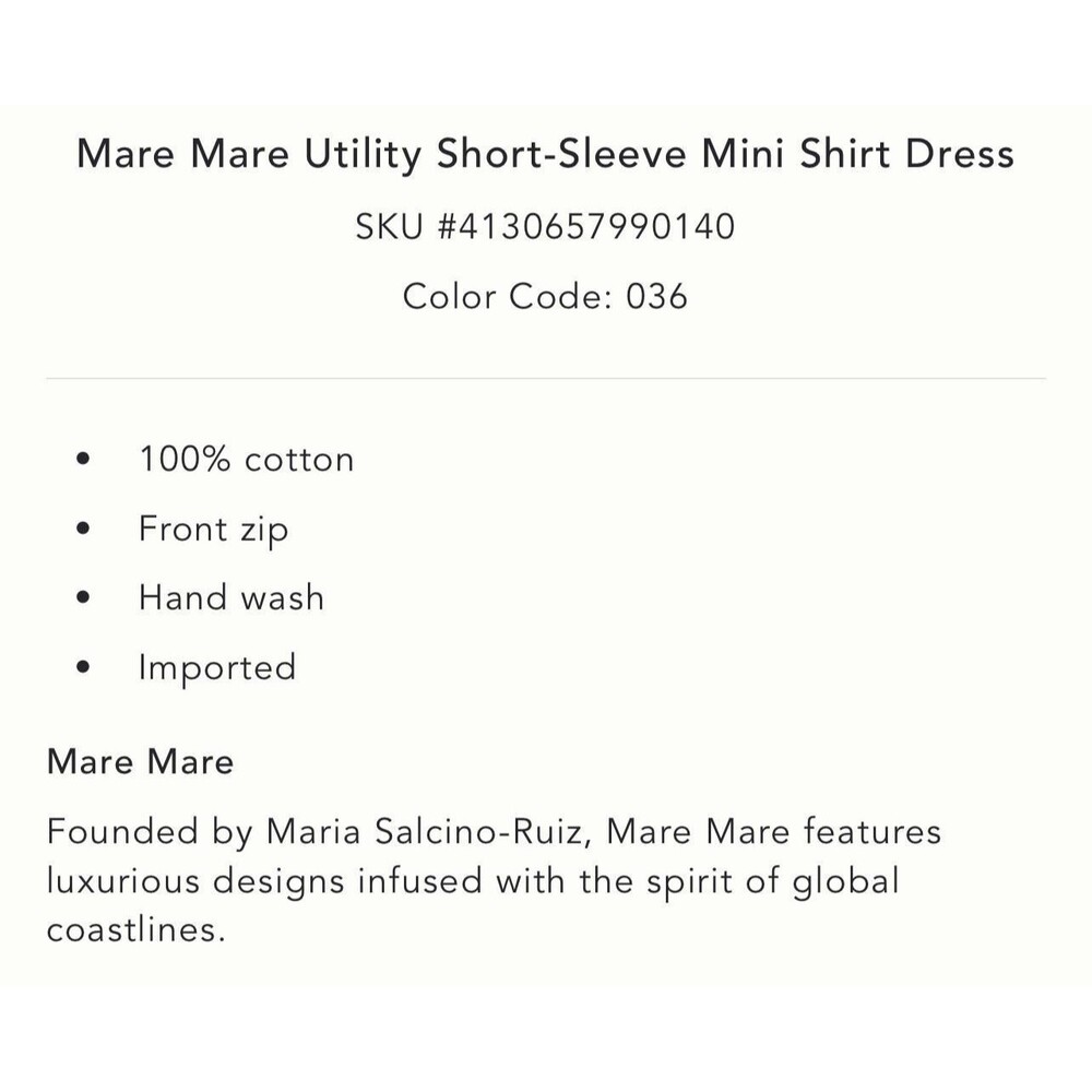 ANTHROPOLOGIE‎ MARE MARE Women’s New Mini Dress XS Khaki Utility Short Sleeve - Picture 13 of 14